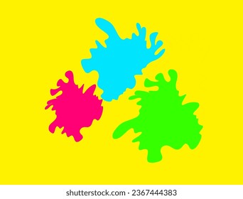 salpicaduras de manchas de pintura con fondo amarillo