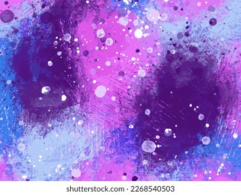 Splashes of paints on a colorful background. Abstract watercolor background for design.Template for banner, poster, card, cover, brochure. Vector.
