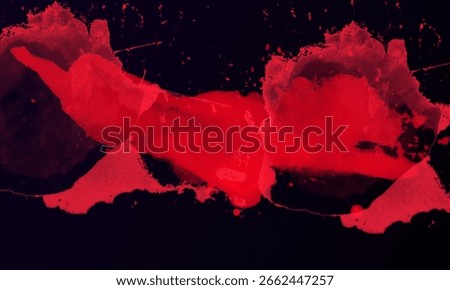 Splashes red paint resembling splashes of blood on the black surface


