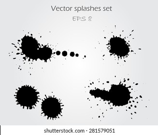 Splashes set for design use.Splatters set.Abstract vector illustration.