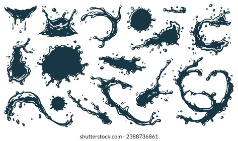 Wassertropfen: das dynamische Element frischer, saftiger Flüssigkeit, die in der Luft suspendiert ist. Verschiedene dynamische Elemente von Wasser Fruchtsaft oder Blut, Tintenflecken.
