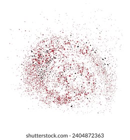 The splashes are swirled in a spiral of black and red paint on a white background. Graffiti element. Design template for the design of banners, posters, booklets, covers, magazines.