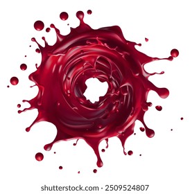 Salpicaduras de tomate ketchup o jugo de tomate líquido rojo, Vector realista aislado 3d. Fruta roja Salpicaduras de vino, jugo o sangre, bebida roja líquida
, Ilustración vectorial realista, Gradiente de malla wes