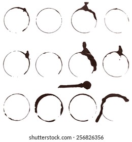 Splashes and traces of coffee cup, vector illustration