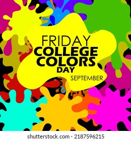 Colores de varios colores con texto en negrita para celebrar el Día de los Colores Universitarios 2 de setiembre