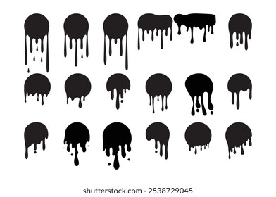 Splashes of water black icon set. Fresh drop isolated 
black set icon. Liquid elements, cry droplet icons set.