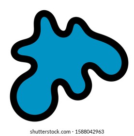 Splashes of water are blue with black lines