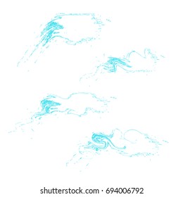 Splashes of water isolated on white. Watercolor brush style 