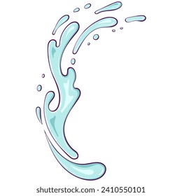 Splashes of water or paint. Spray of fountain. Splash water motion. Wet shapes. Vector illustration in hand drawn cartoon style. Simple color graphic isolated on white.