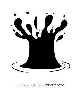 Escenas de agua. Gotas dispersantes de agua de un objeto caído Símbolo. Icono. Ilustración del vector aislada en fondo blanco