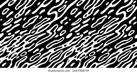 Splashes Water Waves Pattern. Vector Seamless Milk Texture. Abstract Water Ripple Monochrome Background