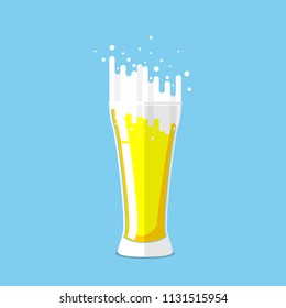 splashing beer flat vector design. Isolated on background.