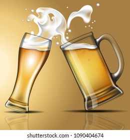 Splashing beer in a glass