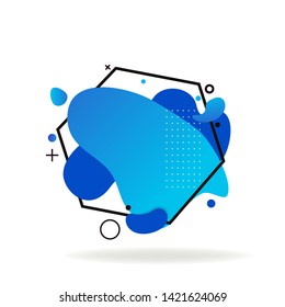 Splashing blue water abstract graphic elements in pentagon. Vector illustration. Can be used for advertising, marketing, presentation