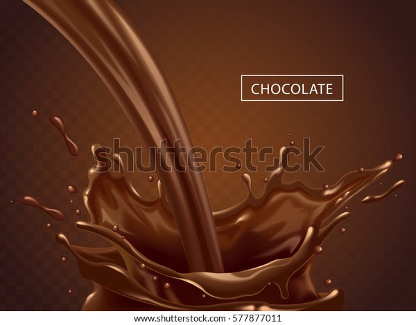 Splashing Chocolate Liquid Tasty Sweet Chocolate Stock Vector Royalty Free