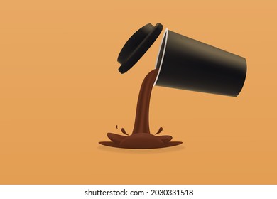 Splashing coffee water from a cup with an open lid. realistic vector