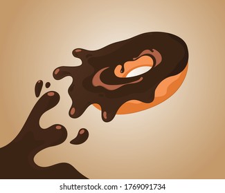 Vector aislado de donut de chocolate con crema de chispa 