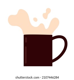 splashing cup of coffee icon isolated