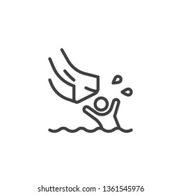 Splashing into swimming pool line icon. linear style sign for mobile concept and web design. Man on water slides in aqua park outline vector icon. Symbol, logo illustration. Pixel perfect vector 