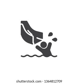 Splashing into swimming pool vector icon. filled flat sign for mobile concept and web design. Man on water slides in aqua park glyph icon. Symbol, logo illustration. Pixel perfect vector graphics