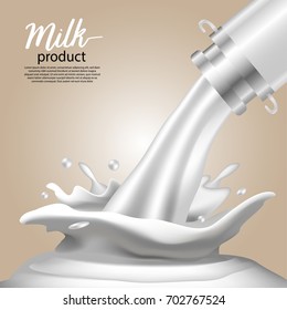 Splashing milk liquid, 3d illustration