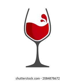 Splashing red wine Glass vector logo icon abstract concept design