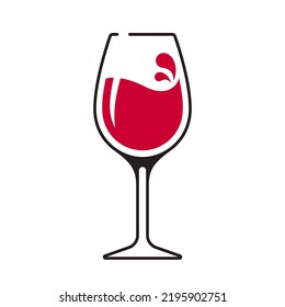 Splashing red wine Glass vector logo icon abstract concept design	