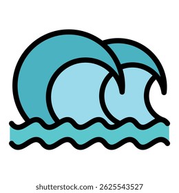 Splashing tsunami icon. Outline splashing tsunami vector icon color flat isolated