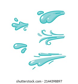splashing water set kawaii doodle flat vector illustration