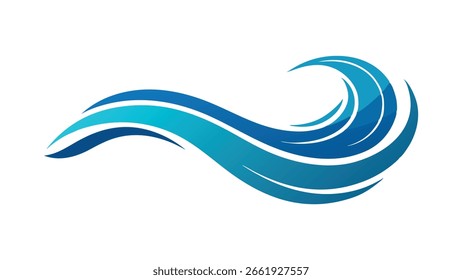 Splashing Water Waves Vector Illustration on White Background – Minimal and Dynamic Fluid Design