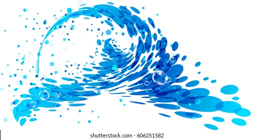 Splashing wave on white background