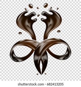 Splashing and whirl chocolate liquid for design uses isolated 3d illustration