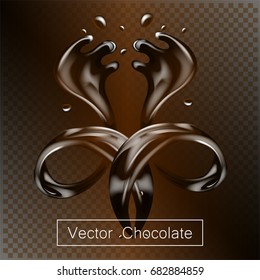 Splashing and whirl chocolate liquid for design uses isolated 3d illustration