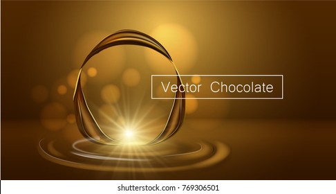 Splashing and whirl chocolate liquid for design uses isolated on warm background in 3d illustration