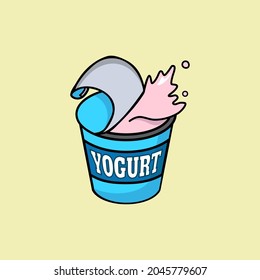 Ilustración del logotipo del vector de la copa de yogur chispeante