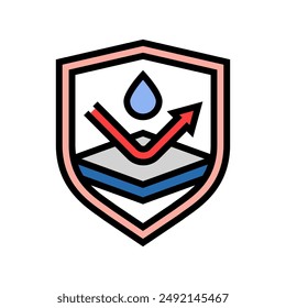 splashproof product label caution color icon vector. splashproof product label caution sign. isolated symbol illustration