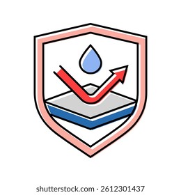 splashproof product label caution color icon vector. splashproof product label caution sign. isolated symbol illustration