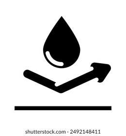 splashproof product label caution glyph icon vector. splashproof product label caution sign. isolated symbol illustration