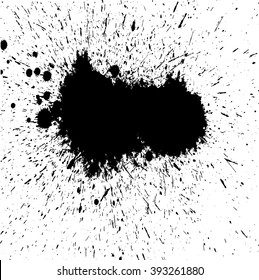 Splat Black. Grunge Overlay Texture.