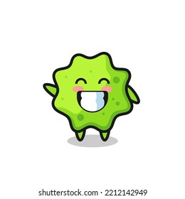 splat cartoon character doing wave hand gesture , cute design