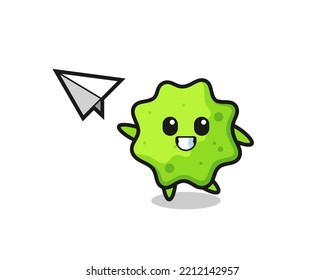 personaje de dibujos animados splat tirando avión de papel , diseño lindo