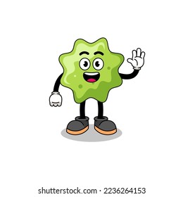 splat cartoon doing wave hand gesture , character design