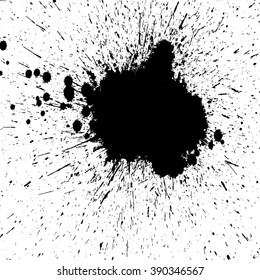 Splat Ink. Grunge Black and White Distress Texture.