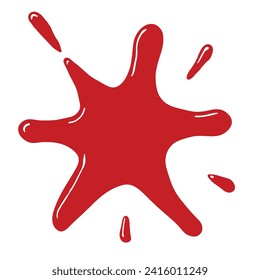 Splat! Rote Flüssigkeit zerkleinert auf weißem Hintergrund.