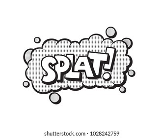 Splat, Word In Speech Bubble Patch Badge. Comic Book Style Vector Sticker, Pin, Patch In Cartoon 80s-90s Comic Style