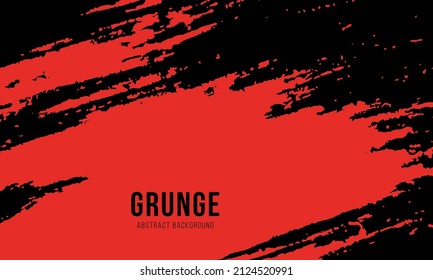 Splats and blobs of black ink paint in different shapes in red background. Ink paint on brochure.