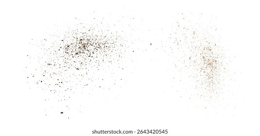 Splatter abstract flying cocoa powder dust particle grunge texture splash isolated background design