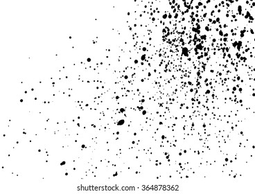 Splatter background. Black calligraphy ink splats. Spray paint drops. Vector grunge ink paint splats, blots and splashes . Grunge distress vector calligraphy ink stains. Black ink blow explosion.