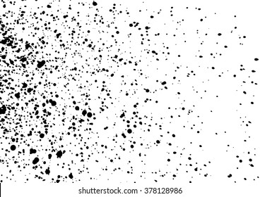 Splatter background. Black calligraphy ink splats. Spray paint drops. Vector grunge ink paint splats, blots and splashes . Grunge distress vector calligraphy ink stains. Black ink blow explosion.