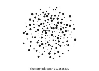 Splatter background. Black glitter blow explosion and splats on white. Grainy grunge abstract texture on a white background. Black ink blow. Random polka dot. Vector illustration